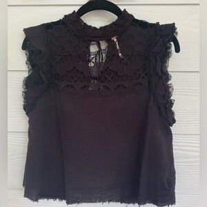 FREE PEOPLE  Black Lace Women's Top SZ S
